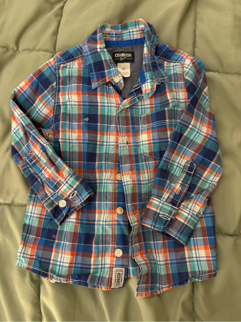 OshKosh B'gosh Blue, Teal & Orange Plaid Button-Down Shirt
